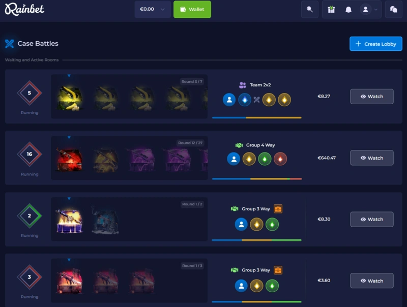 rainbet battles page